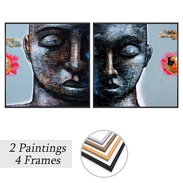 Set of 2 Paintings with Frames 3D model image 1 