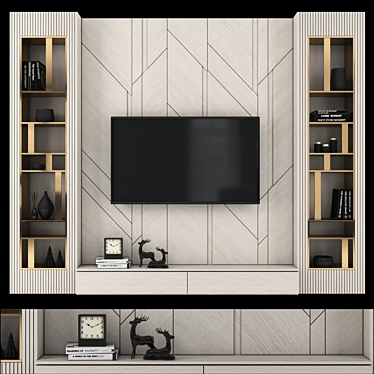 Modern 65" TV Wall Set 3D model image 1 