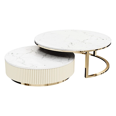 Gold Stainless-Steel Round Marble Coffee Table 3D model image 1 