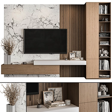 Modern Marble TV Wall Set 3D model image 1 