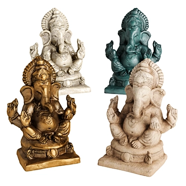 Elegant Ganesha Sitting Sculpture 3D model image 1 