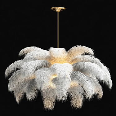 Elegant Ostrich Feather Chandelier 3D model image 1 