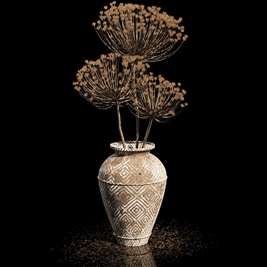 Vintage Dry Flowers Vase Display 3D model image 1 