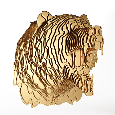 Gold Steel Bear Sculpture 3D model image 1 