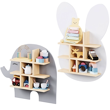 Jabadabado Bunny & Elephant Shelves 3D model image 1 