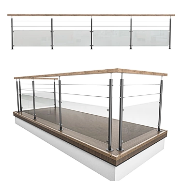 Title: Glass-Cable Combo Railing 3D model image 1 