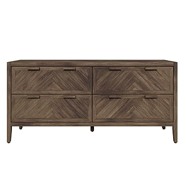 Solid Pine 4-Drawer Chest NOTTINGHAM 3D model image 1 