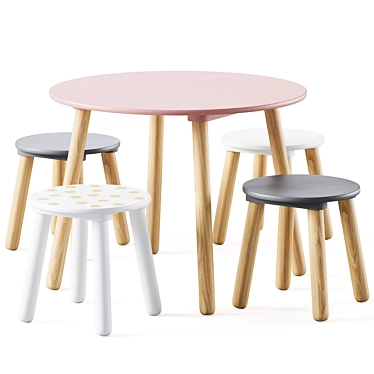 Kids Table and Chairs Set by Jabadabado 3D model image 1 