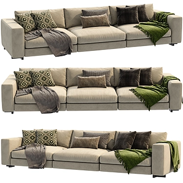 Sleek Turner 3-Seater Sofa 3D model image 1 