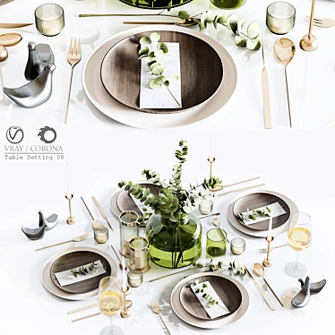 Elegant Table Setting 3D Model 3D model image 1 