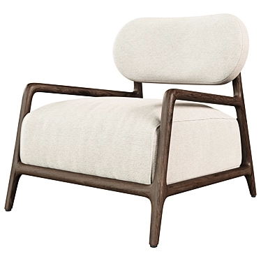 Mindi Romane Wood Armchair - Stylish Comfort 3D model image 1 