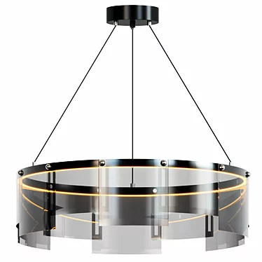 Elegant Stratos Chandelier in Silver 3D model image 1 