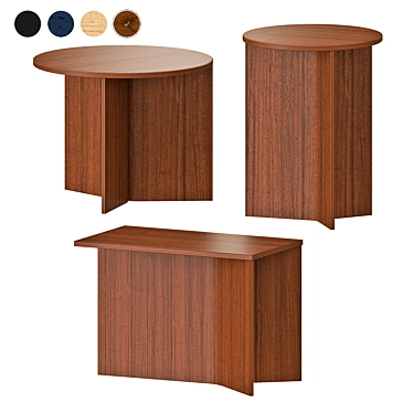 Modern Slit Side Wood Tables 3D model image 1 