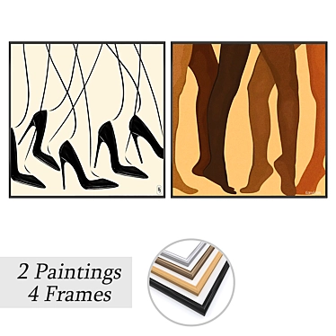 Wall Art Set with Frames 3D model image 1 