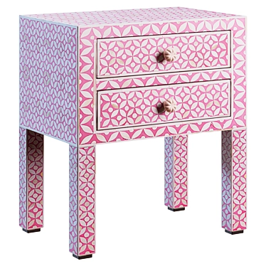 Rose Pink Bone Inlay Nightstand 3D model image 1 