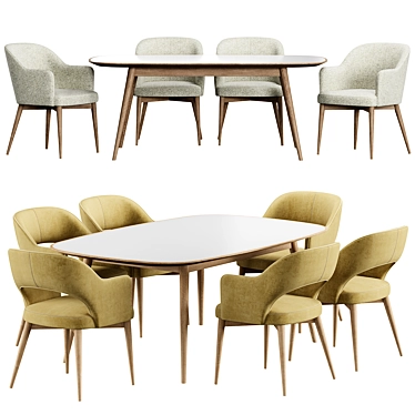 Gray Tony Chair with Table 3D model image 1 