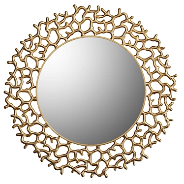 Elegant Gold Filigree Mirror 3D model image 1 