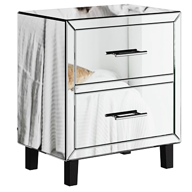 Alouette Mirrored Bedside Table 3D model image 1 