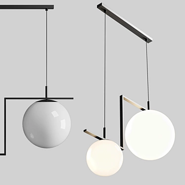 Modern Black Pendant Light Duo 3D model image 1 