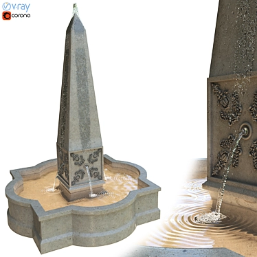 Customizable Palazzo Obelisk Fountain 3D model image 1 