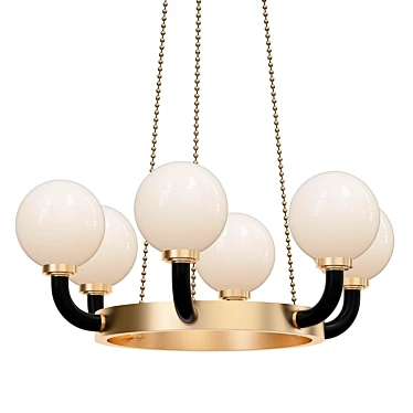 Aged Brass 6-Light Chandelier 3D model image 1 