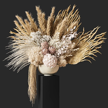 Big Pampas White Wedding Bouquet 3D model image 1 