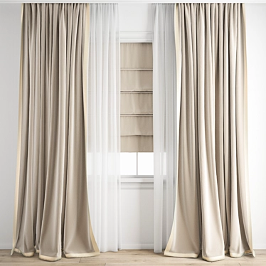 Polygonal Curtain Model Set 3D model image 1 