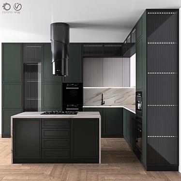 Neoclassic Corner Kitchen Design 3D model image 1 