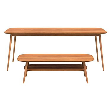 Scandinavian Style Ash Wood Table 3D model image 1 
