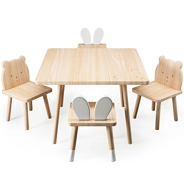 Adorable Children's Table Set 3D model image 1 