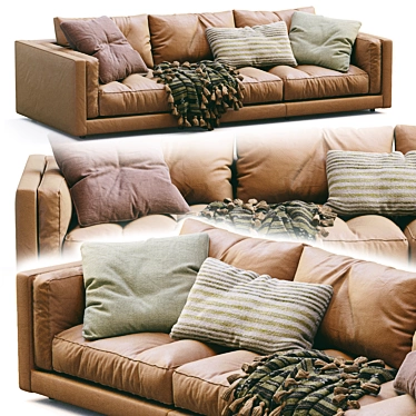 Luxury Leather Sofa Modern Design 3D model image 1 