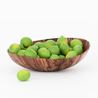 Handcrafted Wooden Bowl with Citrus 3D model image 1 