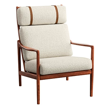 Boucle Walnut Lounge Chair 3D model image 1 