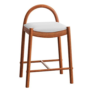 Luxurious Nubuck Leather Counter Stool 3D model image 1 