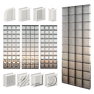 Sleek Glass Block Room Divider 3D model image 1 