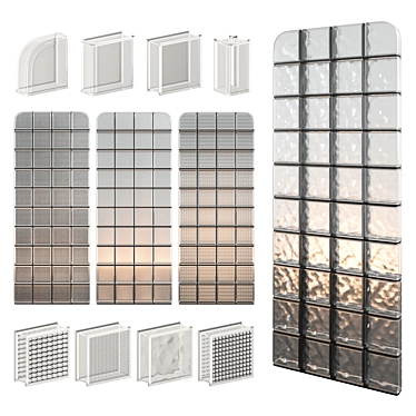 Glass Block Partition Panel 3D model image 1 