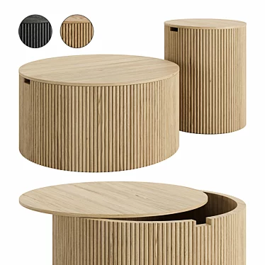 Modern Round Wood Coffee Table Set by Homary