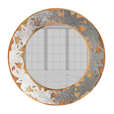 Handcrafted Mango Wood Round Mirror 3D model image 1 