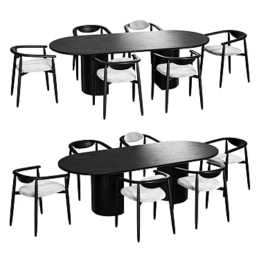 Rose Dining Set 040 Elegant 3D model image 1 