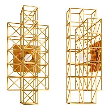 Brass Gridlock Sconce: Modern Elegance 3D model image 1 