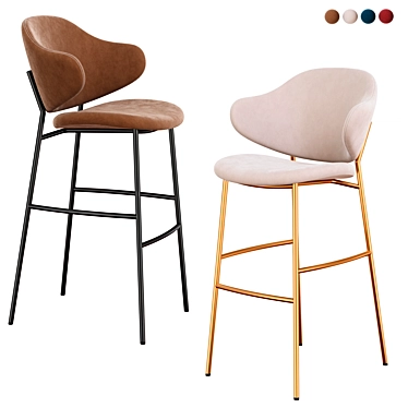 Modern Padded Bar Chair Stool 3D model image 1 