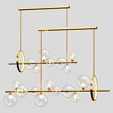 Harmonious Glass Metal Chandelier 3D model image 1 