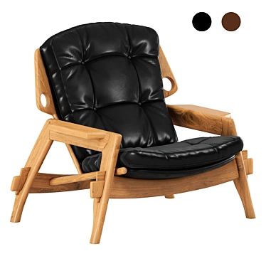 Benjamin Leather Wood Armchair 3D model image 1 