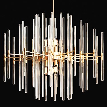 Modern Metal Glass Chandelier Fixture 3D model image 1 