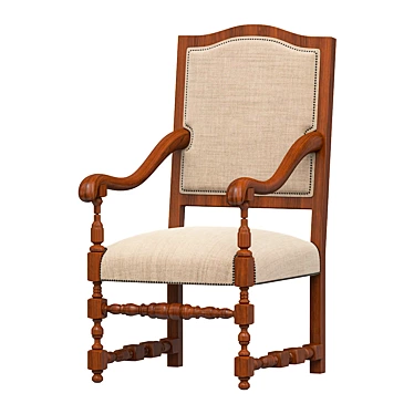 Vintage Oak Armchair Set 3D model image 1 