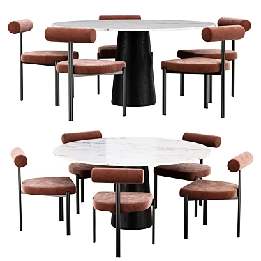 Modern Designer Dining Chair Set 3D model image 1 