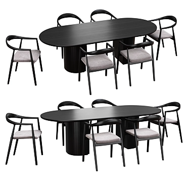 Modern Dining Set with Hata Chair 3D model image 1 