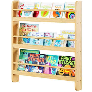 Kids Wall Bookshelf Organizer 3D model image 1 