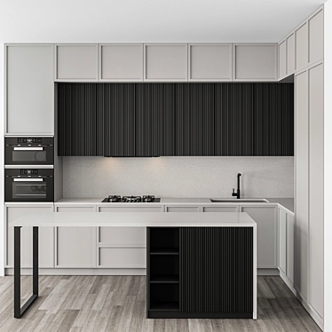 Contemporary Gray White Kitchen Cabinets 3D model image 1 