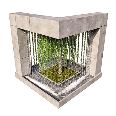 Serene Outdoor Waterfall Feature 3D model image 1 